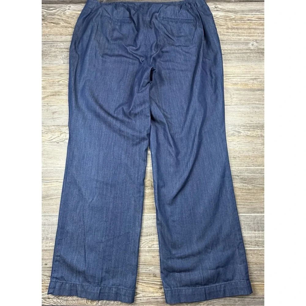 Talbots Trouser Jeans 18W (40x31) Cotton/Tencel Lightweight Wide‎ Leg Denim Blue